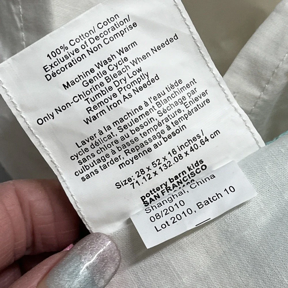 Pottery Barn Kids Coco Dot Crib Toddler Bed Skirt White Multicolor Pattern Trim